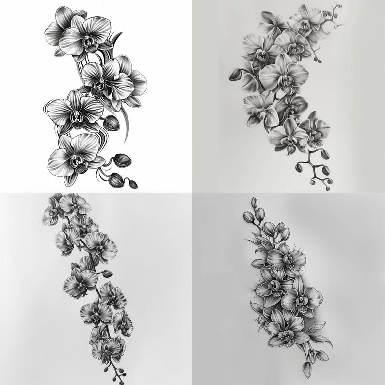 28 vackra orkidéer clipart, blommig illustration digital nedladdning, orkidéblommakonst, botanisk tryck clipart, blommor akvarell clipart bild 6