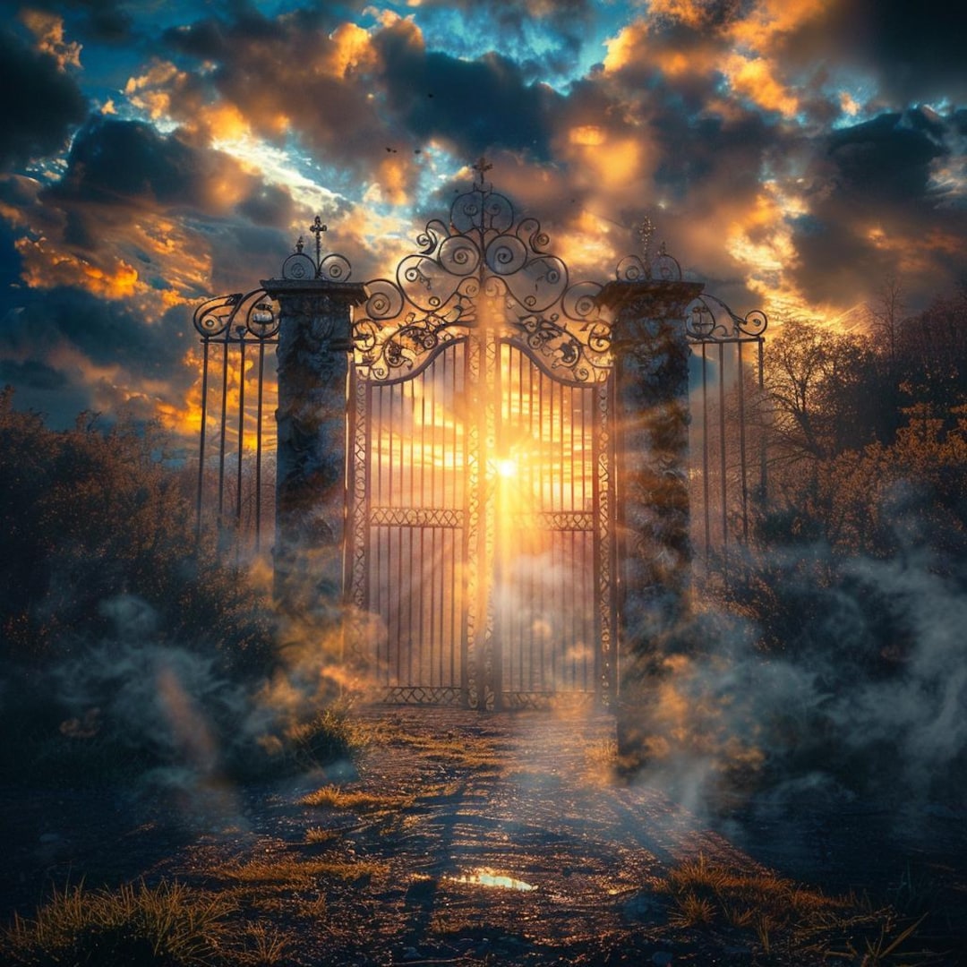 24 Heaven Gate Clipart, Fantasy Landscape, Gate to Paradise