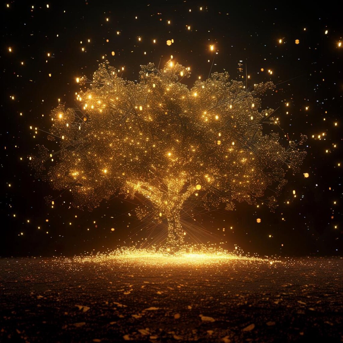 20 Golden Sparkle Tree Clipart, Magical Glitter Tree Digital Art ...