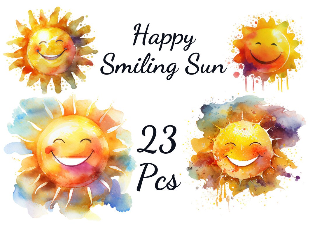 Sun Making Happy 23 Happy Smiling Sun Clipart, High Quality Transparent PNG, Watercolor ...