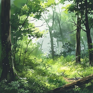 23 Green Woodland Landscape Watercolor Clipart, Watercolor Backgrounds, Forest Clipart, Card Making, Digital Planner, Borders