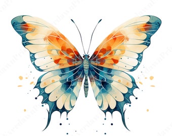 43 Aquarell Schmetterlinge Clipart, hochwertige transparente PNG, Aquarell, Kartenherstellung, digitaler Planer, digitales Papiermodell