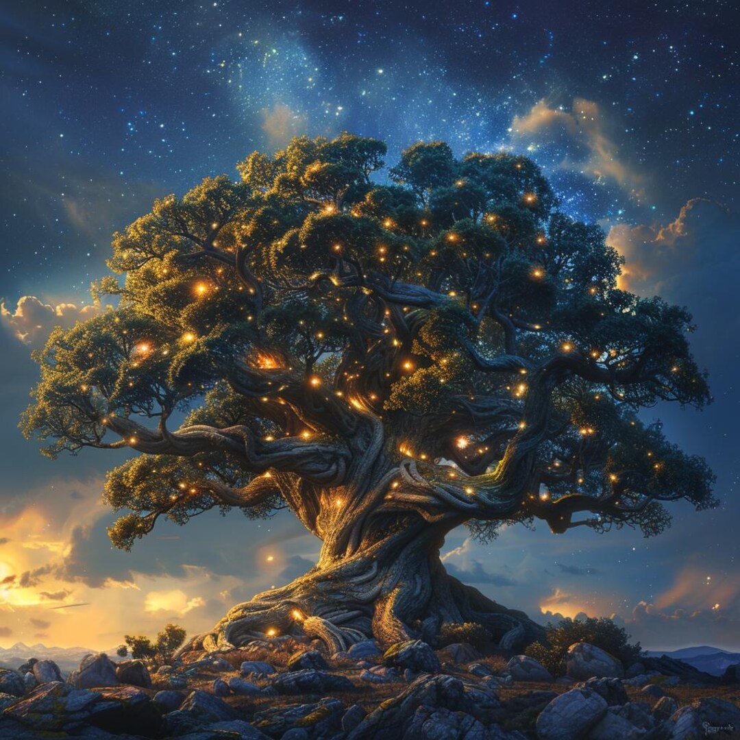 24 Enchanted Tree Clipart, Magical Night Landscape, Sparkling, Fantasy ...