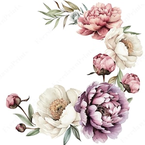 28 Aquarell Blumengirlande, Aquarell Blumen Bordüren, Wildblumen Clipart, Blumenkranz, Kartenherstellung, Digitaler Planer, Florale Bordüren