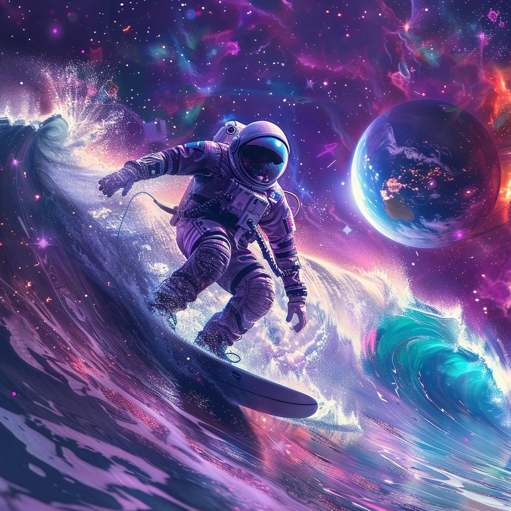 24 Space Surfer Clipart, Astronaut Surfing Clipart, Cosmic Digital Art ...