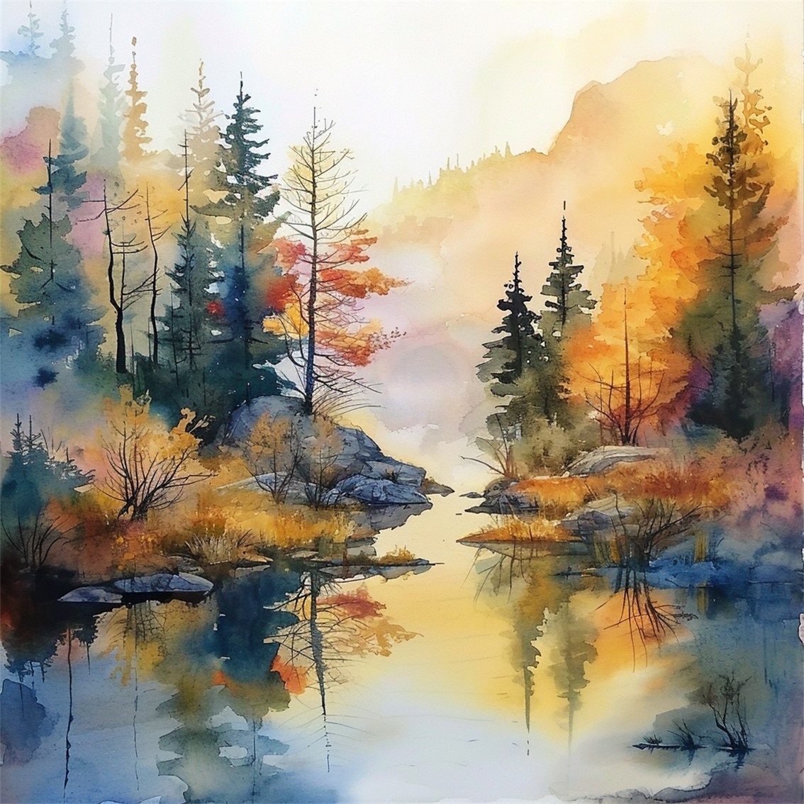 Fall Lake Printable - Etsy