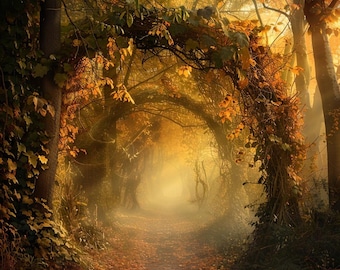28 Fairy Tale Forest Path Clipart, Autumn Woodland Scene Artwork, Magic Forest for Scrapbooking, Enchanted Nature Print, Digital Download