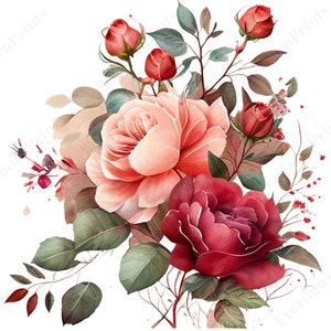 25 Red and Blush Flowers Clipart, High Quality Transparent PNG, Clipart ...