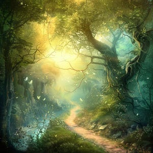 24 Clipart chemin de la forêt enchantée, illustration de la forêt magique, art fantastique mystique, téléchargement numérique nature, fond de conte de fées