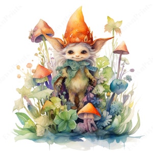 12 Aquarell Garten Kreaturen Clipart, Gartenzwerge, Transparentes PNG, Aquarell, Kartenherstellung, Digitaler Planer, Digitales Papiermodell