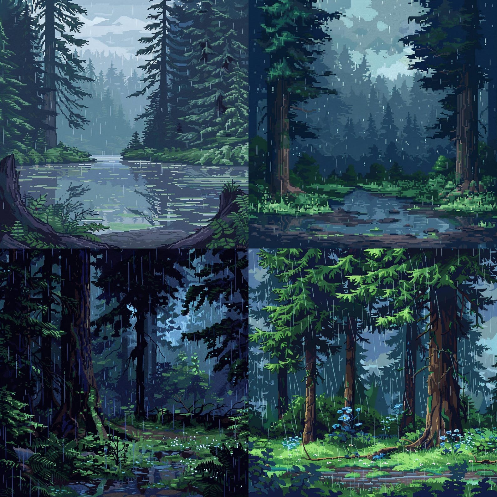24 Forest Rain Clipart, Digital Nature Art, Scenic Rainy Forest ...