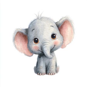 24 Cute Elephant Clipart, Baby Animal Art, Watercolor Graphics, Nursery Decor, Digital Download, Commercial Use, Video