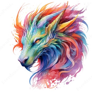 15 Watercolor Dragon Clipart, Elemental Dragon, Instant download, Magical Fairytale Illustrations, High Quality Transparent PNG