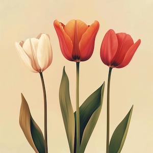 48 Tulip Clipart, Floral Graphics, Flower Illustration, Spring Clipart, Botanical Art, Digital Download, Commercial Use