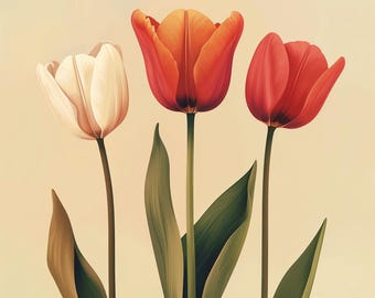 48 Tulip Clipart, Floral Graphics, Flower Illustration, Spring Clipart, Botanical Art, Digital Download, Commercial Use