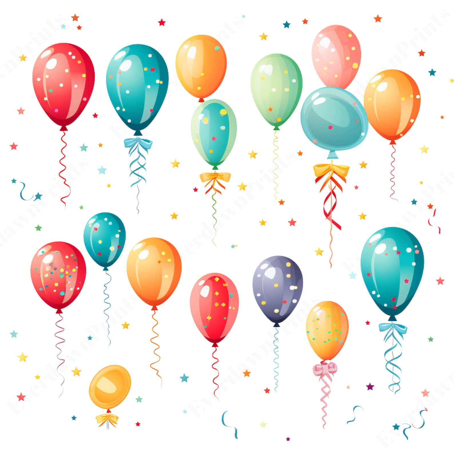 33 Watercolor Balloons Clipart, Party Clipart, Transparent PNG, Baby ...
