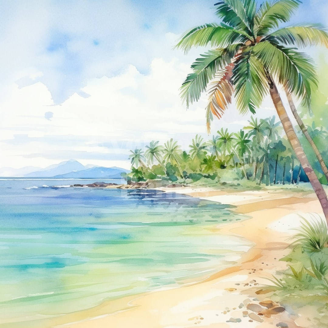Beach Scene Graphics 24 Tropical Beach Scenes Clipart, High Quality Pngs, 300 Dpi, Digital ...
