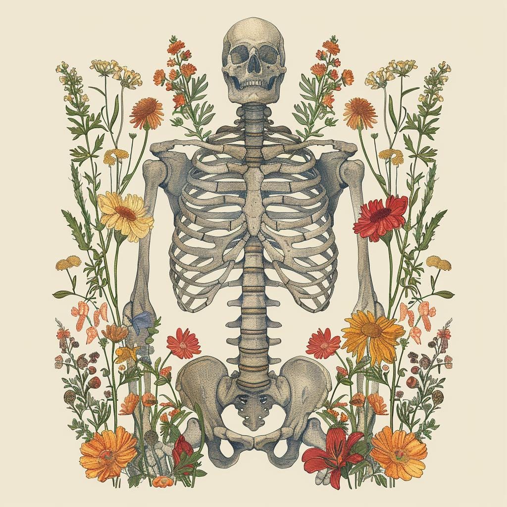 24 Floral Skeleton Clipart, Human Anatomy Clipart, Flower Rib Cage ...