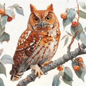 24 Owl Clipart, Bird of Prey Art, Wildlife Illustration, Digital Download, PNG for Crafts, Stickers, Scrapbooking, Card Making