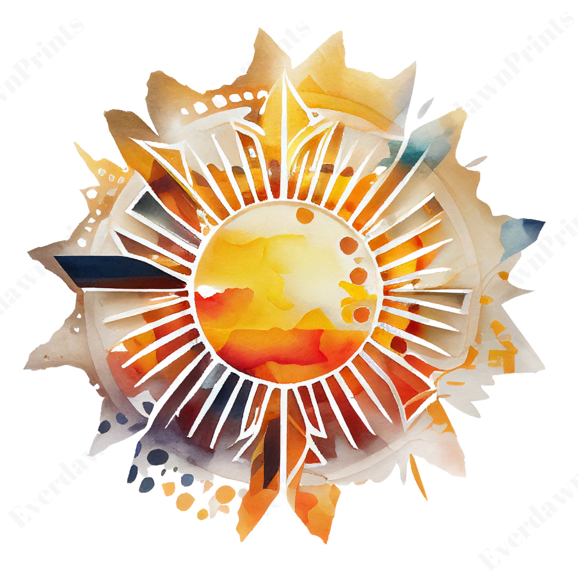 28 Sun Clipart Geometric Shapes, High Quality Watercolor PNG ...