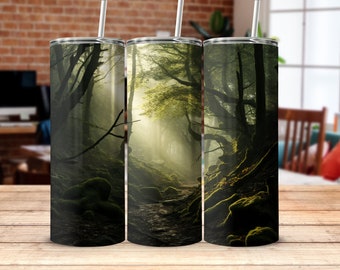 Foggy Forest Tumbler Wrap, Sublimation Design, 20 oz Skinny Tumbler, Tumbler PNG, Instant Download, Forest PNG, Forest Clipart