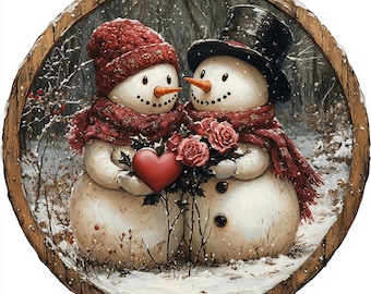 24 Adorable Snowman Couple Clipart, Winter Love Clipart, Christmas Holiday Clipart, Snowy Romance Clipart, Seasonal Love Graphics