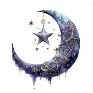 16 lunes et étoiles rêveuses Clipart, PNG Transparent de haute qualité, Clipart planètes, planètes PNG, fabrication de cartes, téléchargement immédiat, Art pour chambre d'enfant