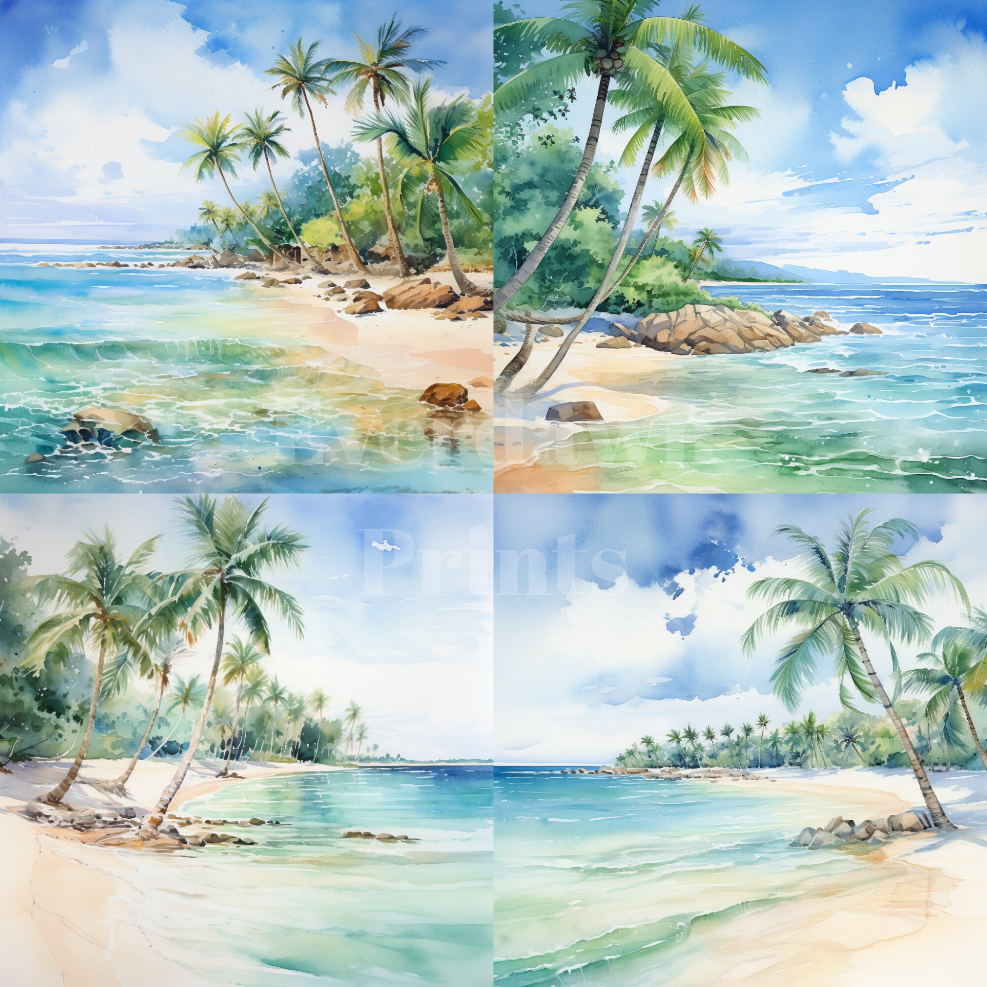 Beach Scene Graphics 24 Tropical Beach Scenes Clipart, High Quality Pngs, 300 Dpi, Digital ...