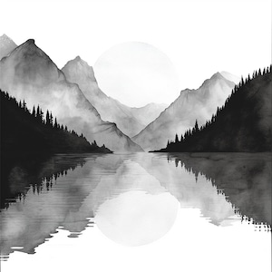 20 Monochrome Berglandschaft, Aquarell Hintergrund, PNG in hoher Qualität, Aquarell Clipart, Kartenherstellung, Digitaler Planer