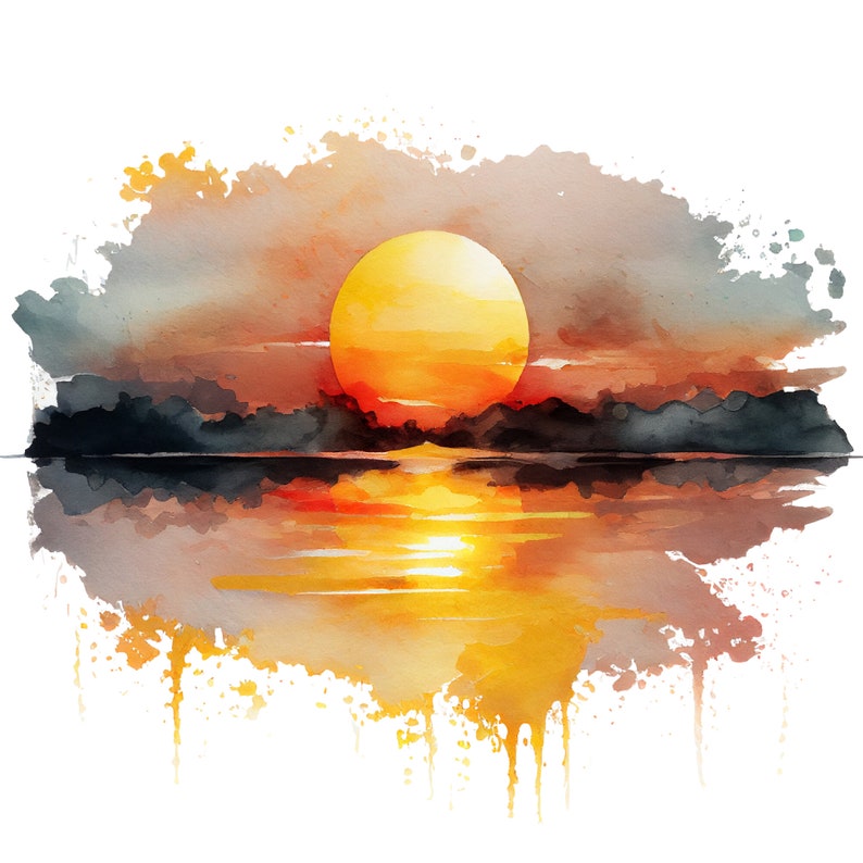 12 Watercolor Sunrise Sunset Clipart High Quality Watercolor - Etsy