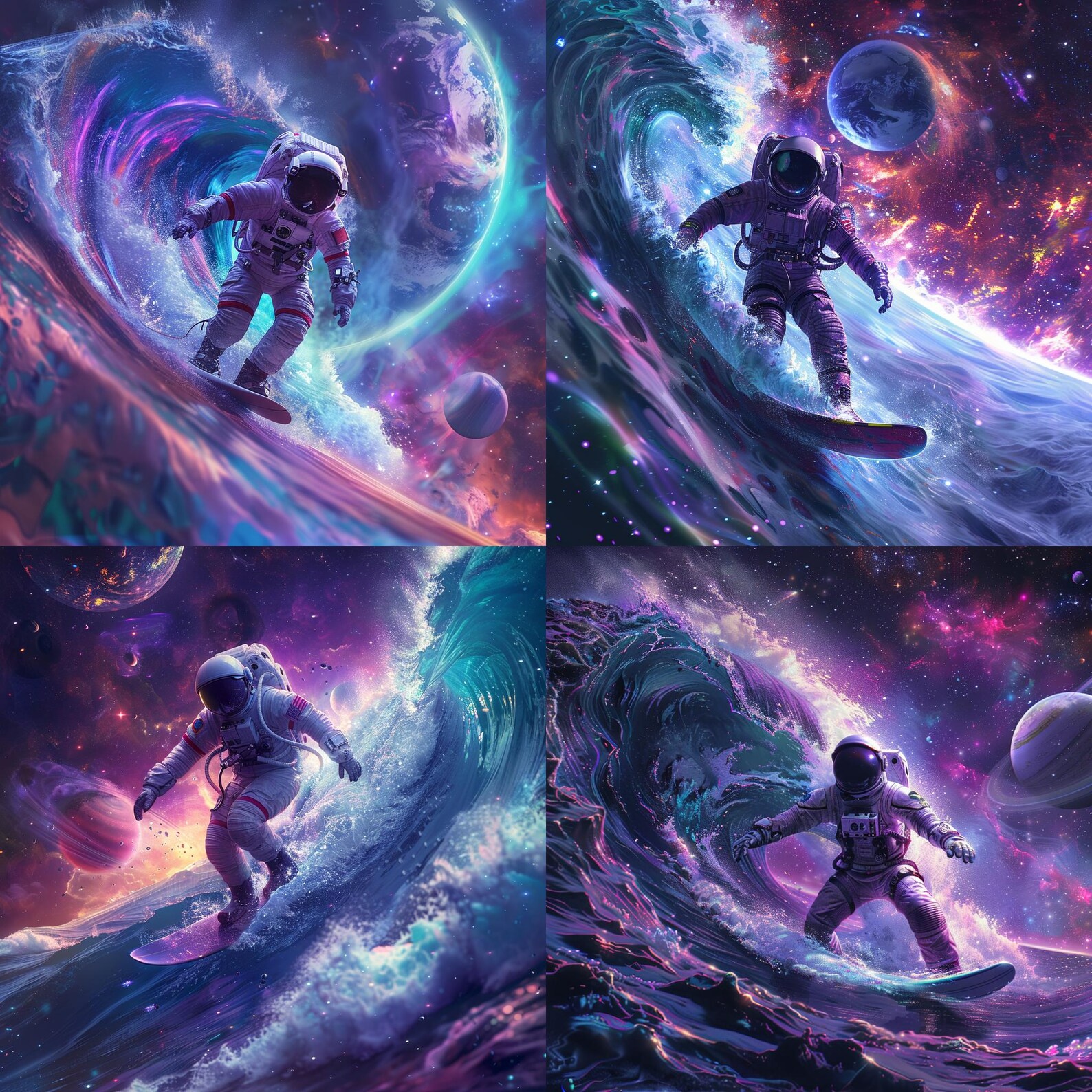 24 Space Surfer Clipart, Astronaut Surfing Clipart, Cosmic Digital Art ...