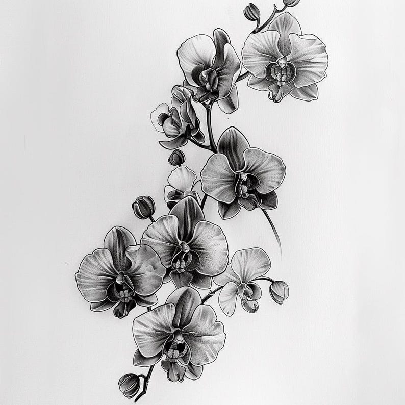 28 vackra orkidéer clipart, blommig illustration digital nedladdning, orkidéblommakonst, botanisk tryck clipart, blommor akvarell clipart bild 2