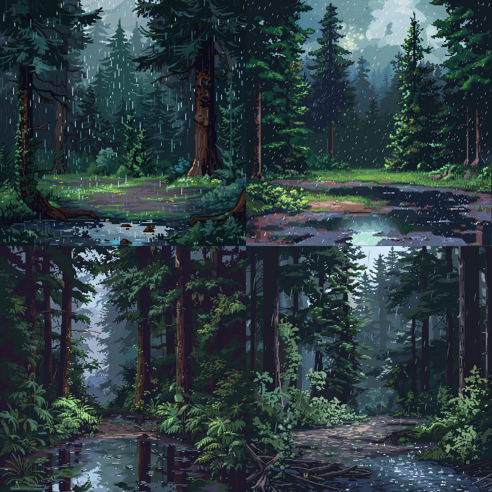 24 Forest Rain Clipart, Digital Nature Art, Scenic Rainy Forest ...