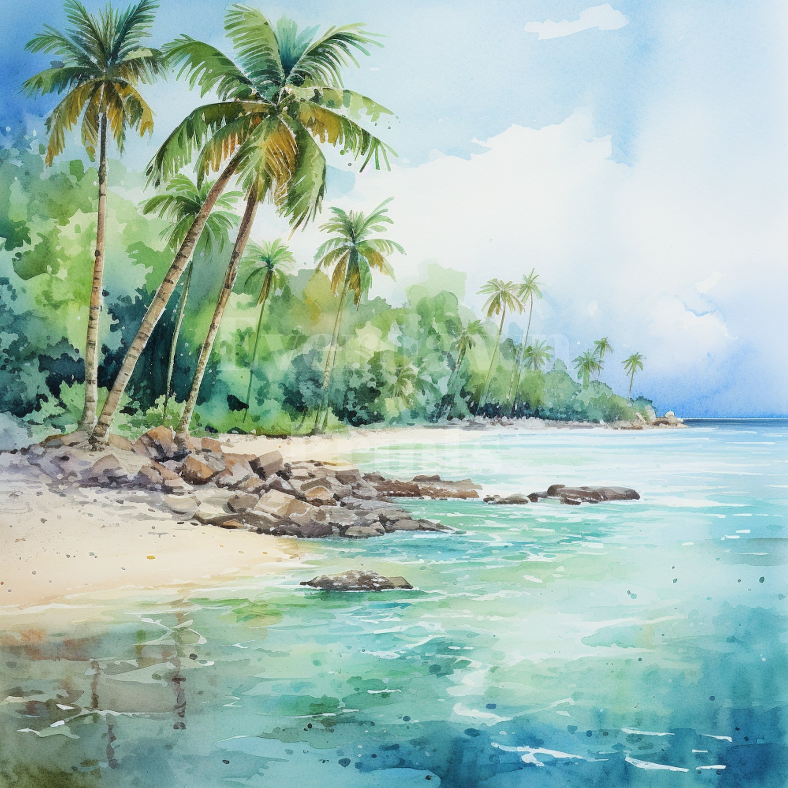 Beach Scene Graphics 24 Tropical Beach Scenes Clipart, High Quality Pngs, 300 Dpi, Digital ...