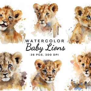 26 Baby Löwe Clipart, transparentes PNG, Baby Löwe, Aquarell, Kartenherstellung, digitaler Planer, digitales Papierhandwerk