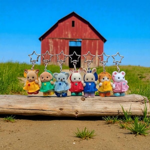 Sylvanian Family  Keyring |Raincoat Babies |Calico Critter Keychain|Animal Keyring|Bag Charm