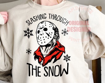 Slashin through the snow Svg, horror christmas, png, digital download, sublimation, Instant Download, Png, Svg, Dxf