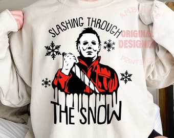 Slashin through the snow Svg, horror christmas, png, digital download, sublimation, Instant Download, Png, Svg, Dxf