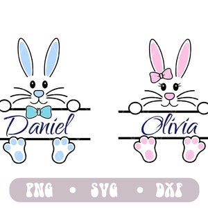 Bunny frame SVG, Easter svg, Ears feet rabbit png, Easter sublimation, Girl Boy Easter Bunny Split Monogram, digital download