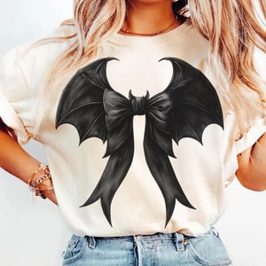 Halloween Bat Gothic Coquette bow png, retro halloween png, trending png, Gothic png, black bow png, soft girl png, Gothic png, Bat png