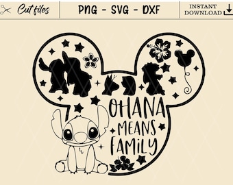 Ohana means family svg, Ohana Ears svg, Stitch quotes svg, Stitch Ears svg, Stitch png, Instant Download