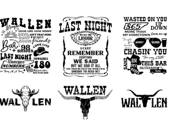 Bundle Retro Wallen Bull Skull PNG, Country Western Png Digital Download, Cowboy Design, Western Cowboy, Wallen PNG File Download