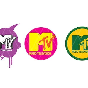 K&ouml;nnte beinhalten: Drei MTV-Logos auf wei&szlig;em Hintergrund. Das erste Logo ist wei&szlig; mit einer lila Sprechblase und den Worten "MUSIC TELEVISION". Das zweite Logo ist gelb mit einem rosa Kreis und den Worten "MUSIC TELEVISION". Das dritte Logo ist gr&uuml;n mit einem gelben Kreis und den Worten "MUSIC TELEVISION".