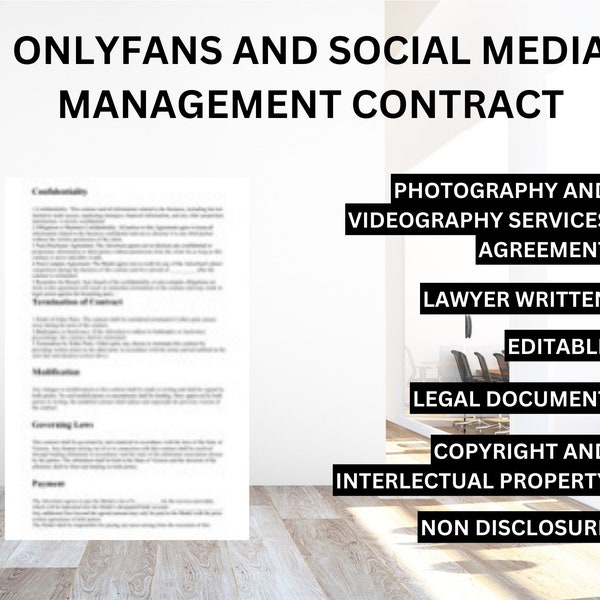 Modèle de contrat d'agence de gestion OnlyFans Contrat de gestion des médias sociaux Modèle Instagram Téléchargement instantané Avocat écrit Onlyfans