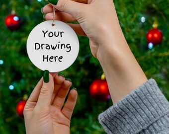Adorno de cerámica con dibujo personalizado para niños: recuerdo navideño personalizado/regalo único para padres y abuelos