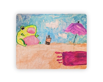Obras de arte de tus hijos en un rompecabezas para niños / Obras de arte de niños en un rompecabezas / Regalo para un pequeño artista