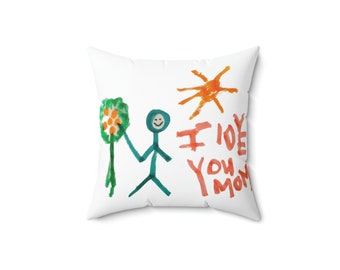 Agrega el dibujo favorito de tus hijos a una almohada. Convierte el dibujo en un regalo. Regalos para el Día de la Madre. Regalos para el Día del Padre.