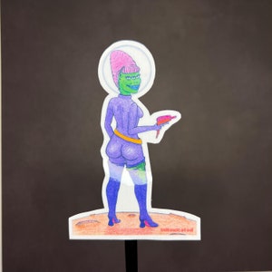 Alien Space Babe Vinyl Sticker