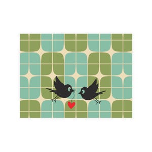 Lot de 10 - Carte Vous avez mon coeur | Design vert avocat et turquoise | Impression recto-verso