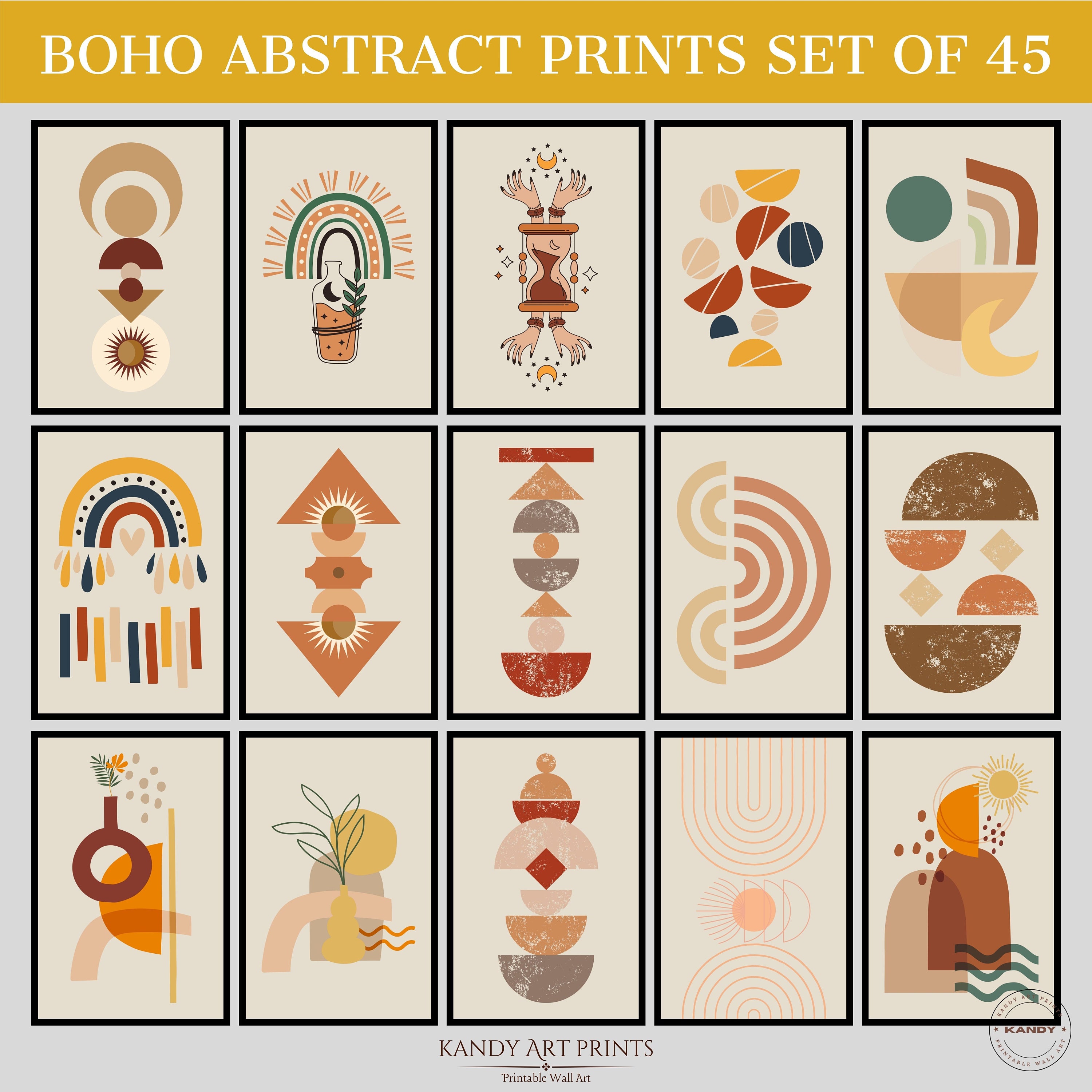 30 Boho Abstract Prints, Abstract Wall Art, Boho Abstract Poster, Boho ...